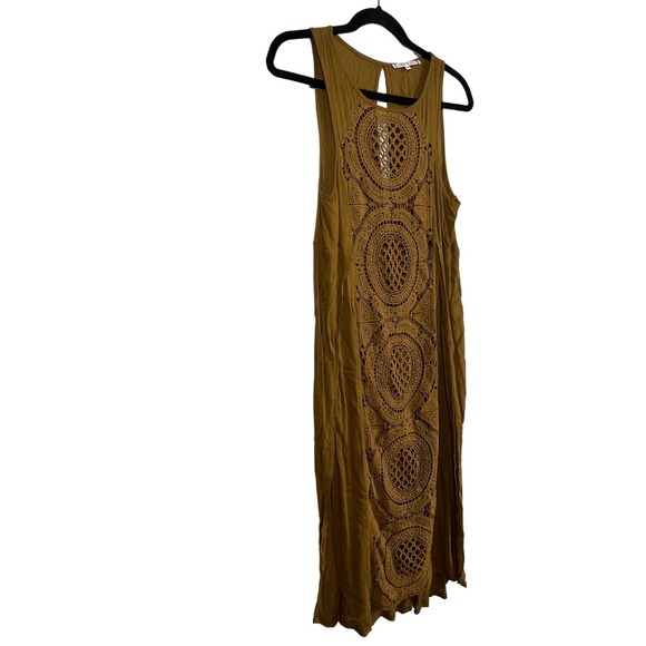 Willow Clay Women's Small Harvest Gold Embroidered Long Split‎ Side Tunic Tank - Picture 1 of 7